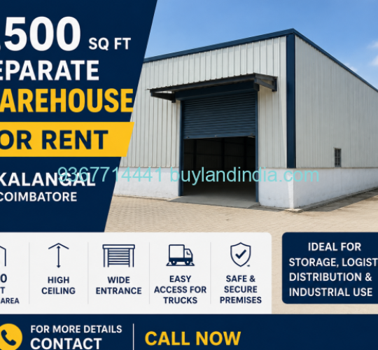 1,500 sq ft Separate Warehousefor Rent in Kalangal Coimbatore