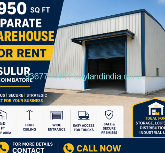 1950 Sq Ft Warehouse for Rent in Sulur